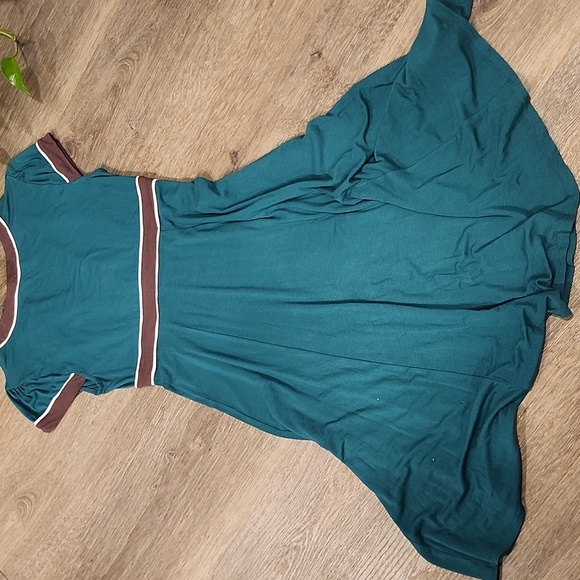 BCBGMaxAzria Teal and Brown Midi Dress - Picture 5 of 5